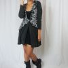 Button Down Ruffle Cardigan Sweater Charcoal