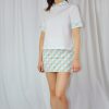 Connie Geo Skirt White/Baby Aqua