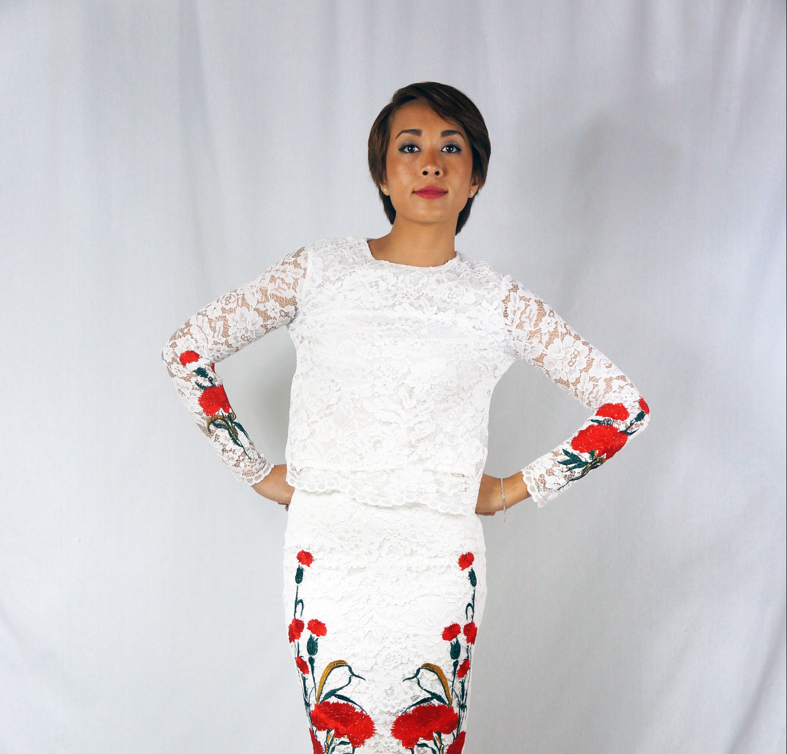 White Lace long sleeves Blouse