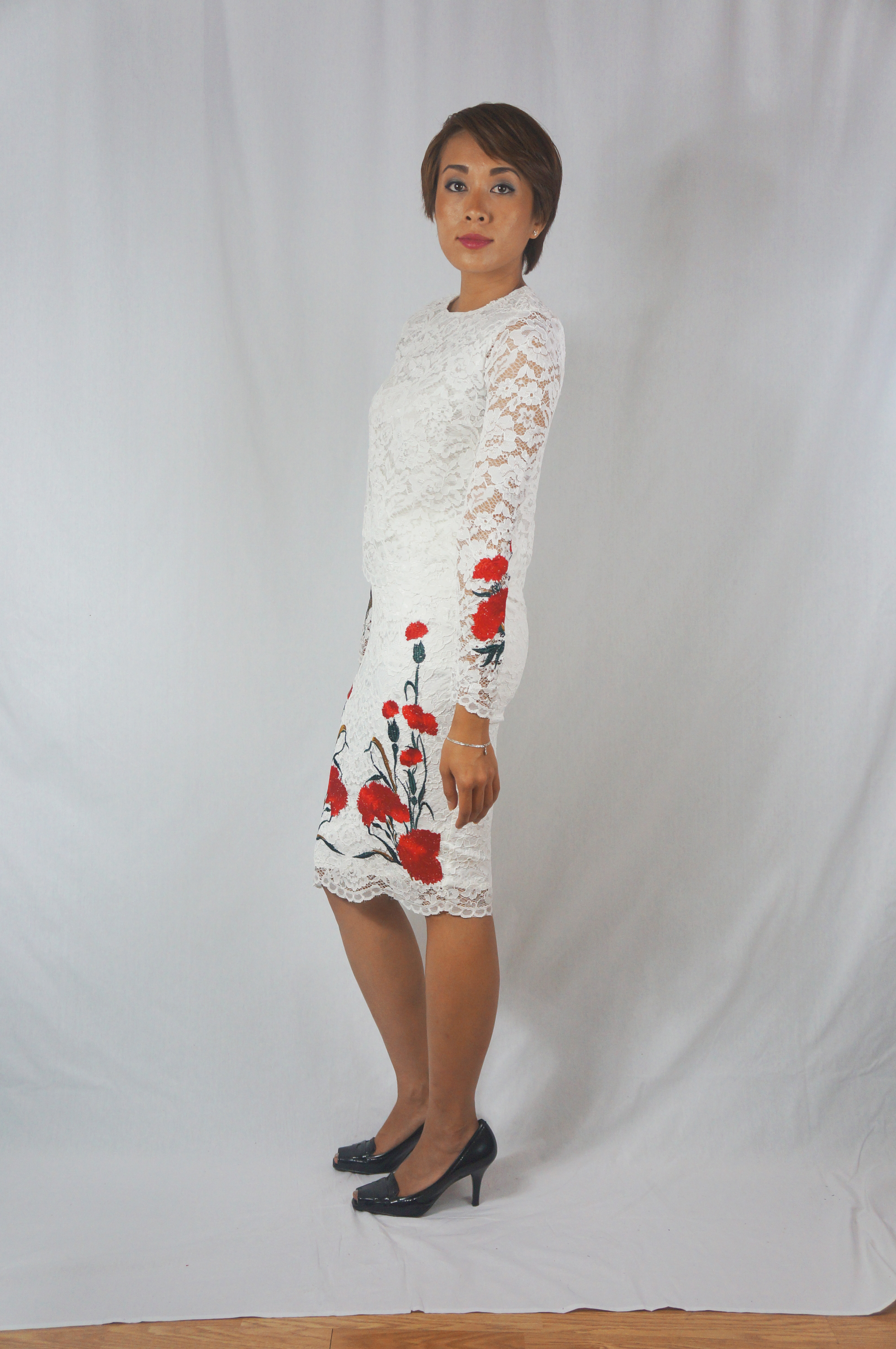 White Lace long sleeves Blouse - Image 2