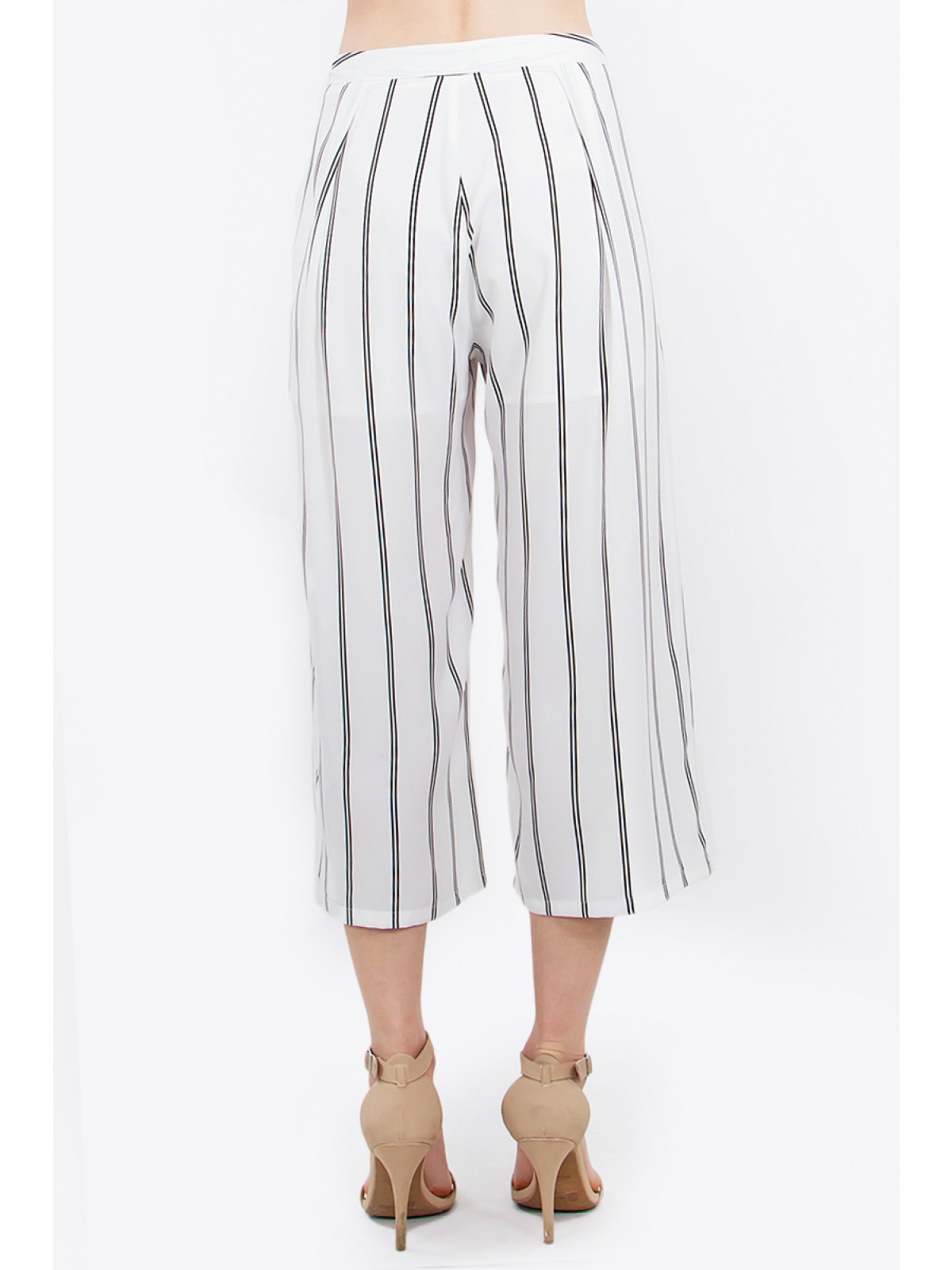 Stripe lace-up culottes pants - Image 2